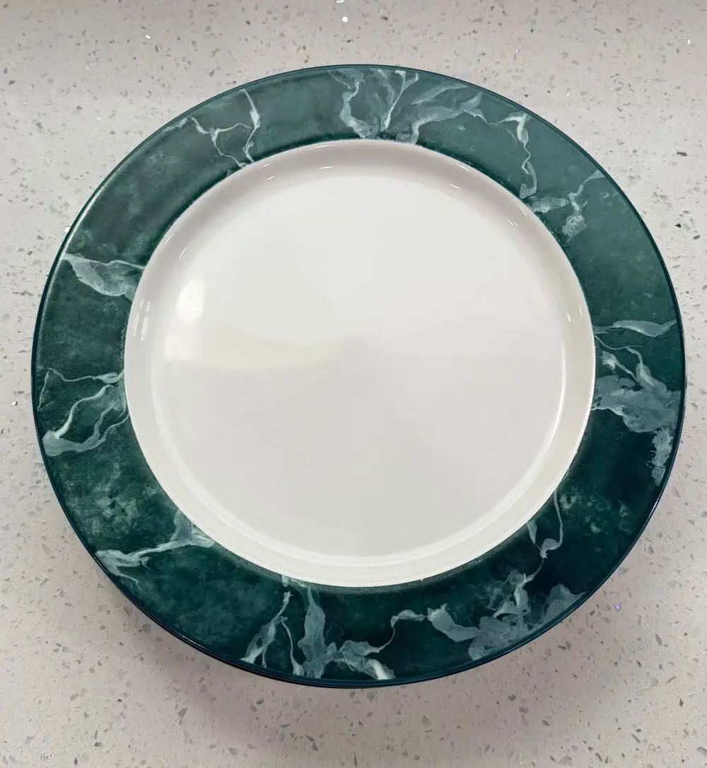 Vintage 1996 Galleria Stoneware Atlanta Green Marble Dinner Plates – Set of 4